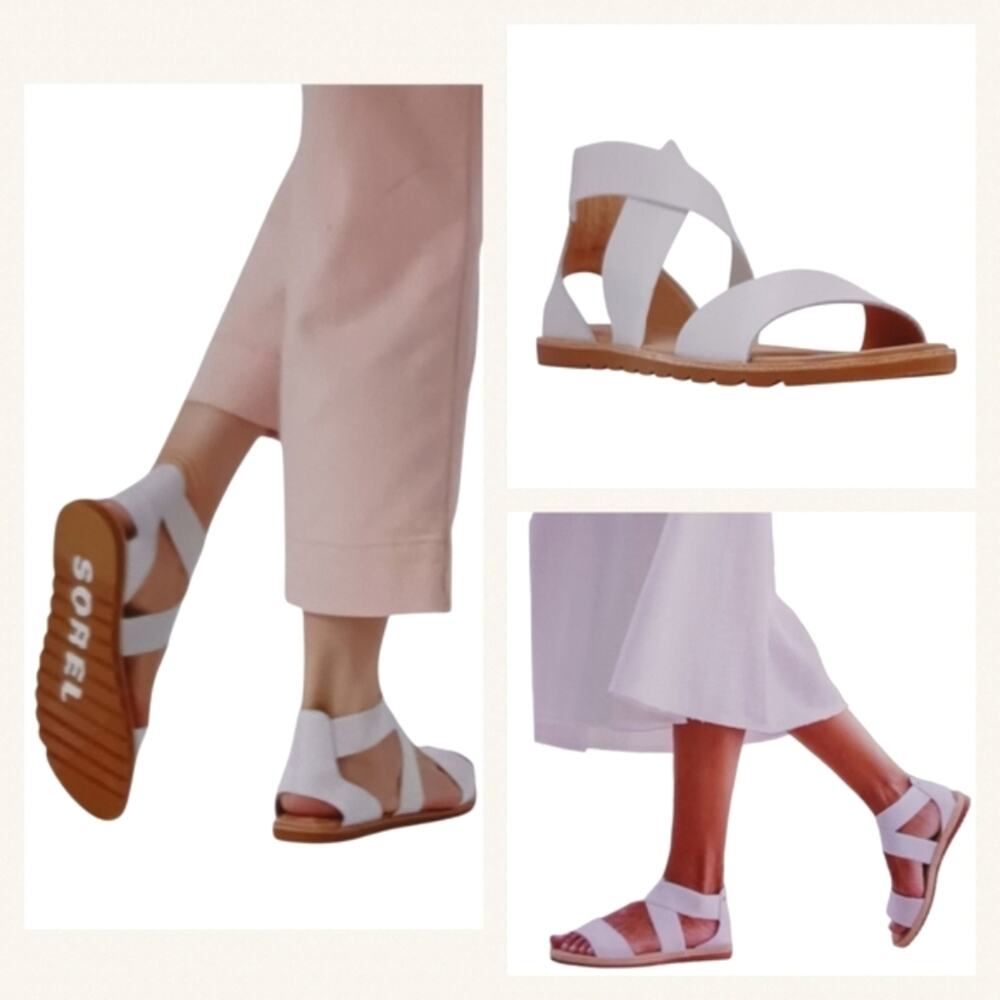 Sorel Ella Sandals White size 8.5  GUC  S3675